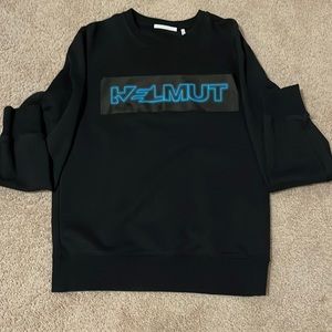 💯 Authentic Helmut Lang Men Black Crewneck Logo Sweater size M